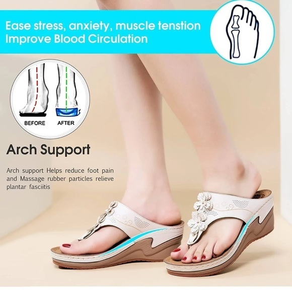 Acupressure Sandals W/ Arch Support & Massage Orthopedic Slip on Shoes Sz 41… - Picture 2 of 6